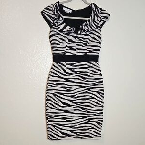 Kay Unger Zebra Patterned Mini Dress